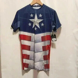 Boombah‎ Youth Size XL Captain America Style Shirt Blue, Red, and White Fitted